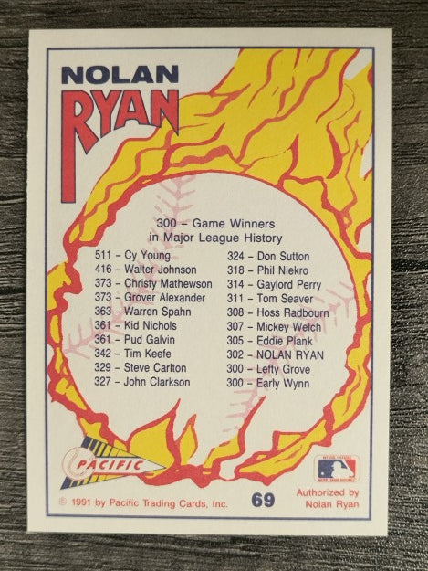 1991 Pacific Ryan Texas Express I #69 Nolan Ryan/A 300 Game Winner