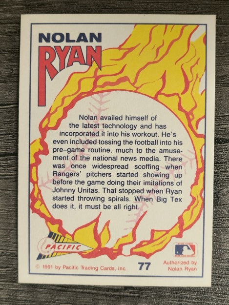 1991 Pacific Ryan Texas Express I #77 Nolan Ryan/Throwing Spirals