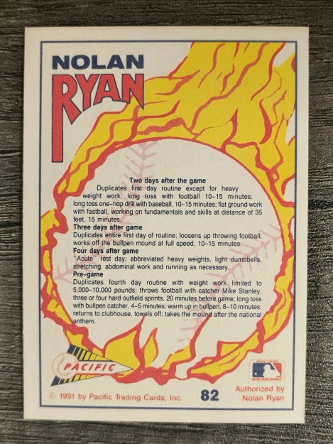 1991 Pacific Ryan Texas Express I #82 Nolan Ryan/Ryan's Routine Between Starts
