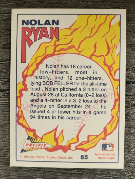 1991 Pacific Ryan Texas Express I #85 Nolan Ryan/18 Career Low-Hitters