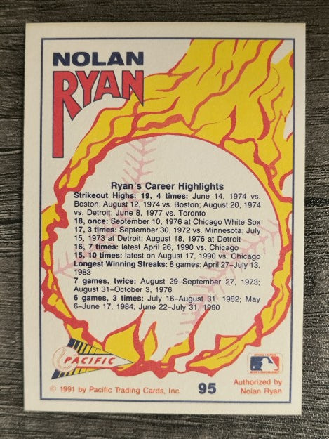 1991 Pacific Ryan Texas Express I #95 Nolan Ryan/The High Leg Kick