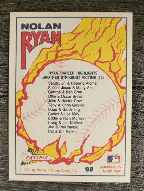 1991 Pacific Ryan Texas Express I #98 Nolan Ryan/Going to Rosin Bag