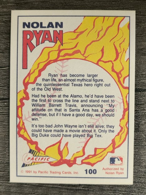 1991 Pacific Ryan Texas Express I #100 Nolan Ryan/A Lone Star Legend