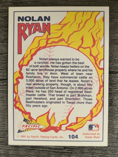 1991 Pacific Ryan Texas Express I #104 Nolan Ryan/Texas Beefmaster