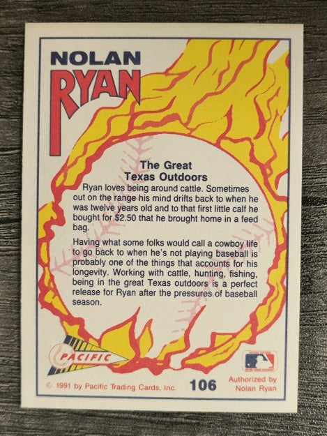 1991 Pacific Ryan Texas Express I #106 Nolan Ryan/Texas Cowboy Life