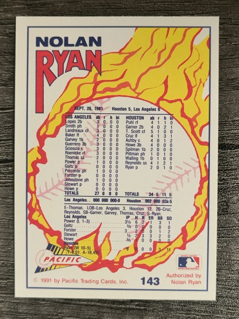 1992 Pacific Ryan Texas Express II #143 Nolan Ryan/Number Five