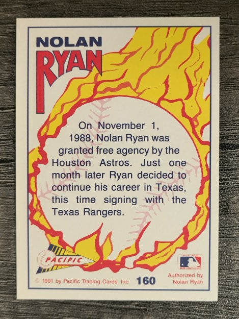 1992 Pacific Ryan Texas Express II #160 Nolan Ryan/Tests Free Agency