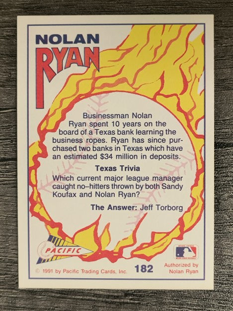 1992 Pacific Ryan Texas Express II #182 Nolan Ryan/Banker