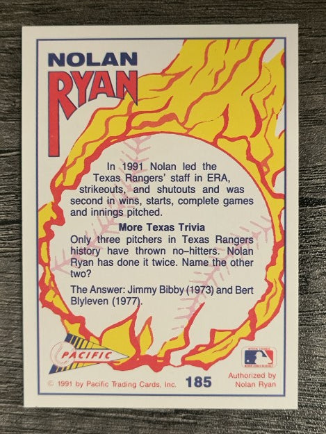 1992 Pacific Ryan Texas Express II #185 Nolan Ryan/Ranger Team Leader