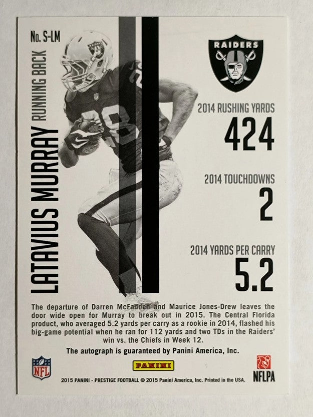 2015 Prestige Autographs #1 Latavius Murray/99
