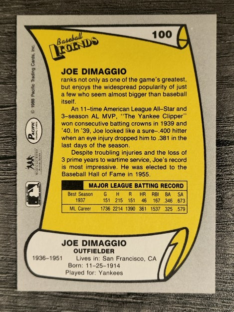 1988 Pacific Legends I #100 Joe DiMaggio (NM)