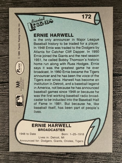 1989 Pacific Legends II #172 Ernie Harwell ANN