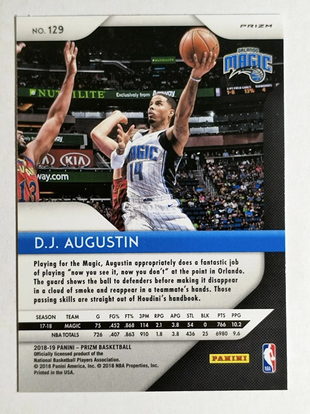 2018-19 Panini Prizm Prizms Red White and Blue #129 D.J. Augustin