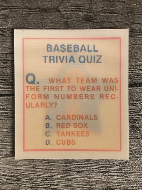 1986 Sportflics Trivia #133 Baseball Trivia Quiz