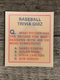 1986 Sportflics Trivia #31 Baseball Trivia Quiz