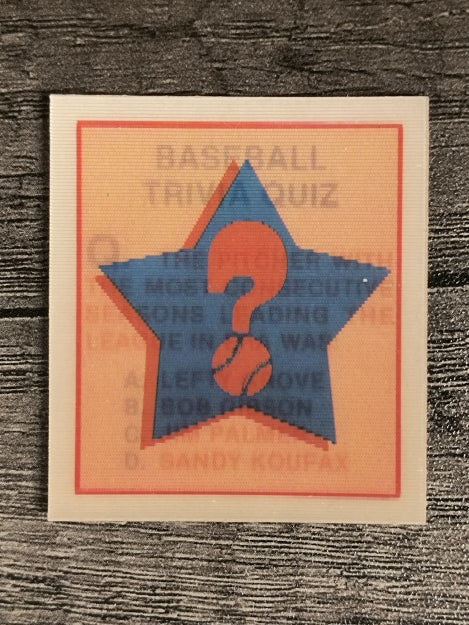 1986 Sportflics Trivia #35 Baseball Trivia Quiz