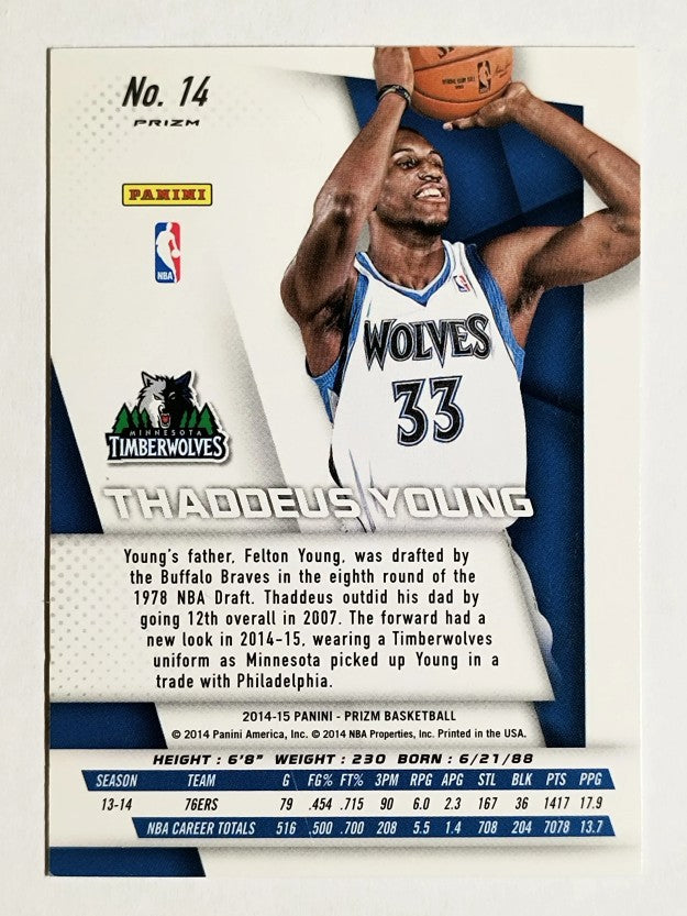 2014-15 Panini Prizm Prizms Blue Wave #14 Thaddeus Young