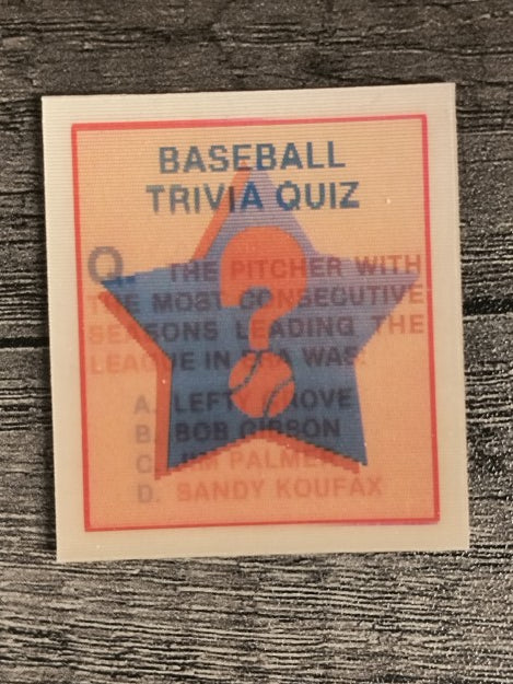 1986 Sportflics Trivia #35 Baseball Trivia Quiz