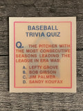 1986 Sportflics Trivia #35 Baseball Trivia Quiz