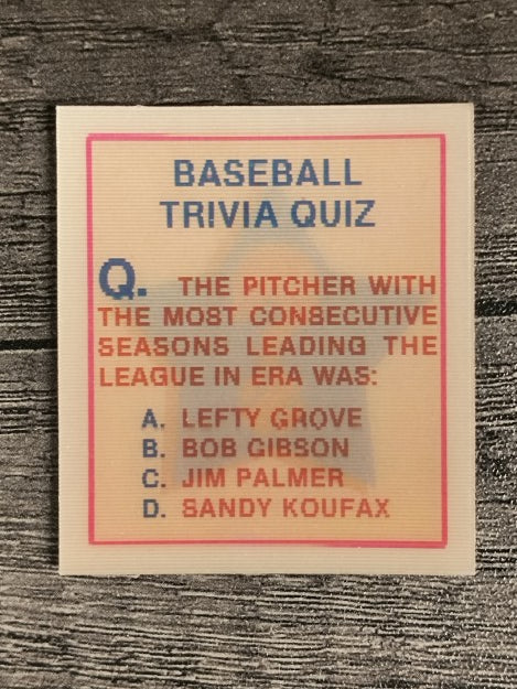 1986 Sportflics Trivia #35 Baseball Trivia Quiz