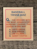 1986 Sportflics Trivia #35 Baseball Trivia Quiz