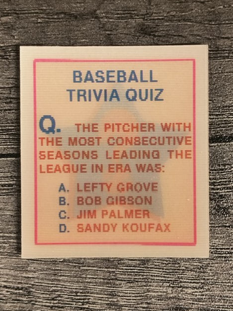 1986 Sportflics Trivia #35 Baseball Trivia Quiz