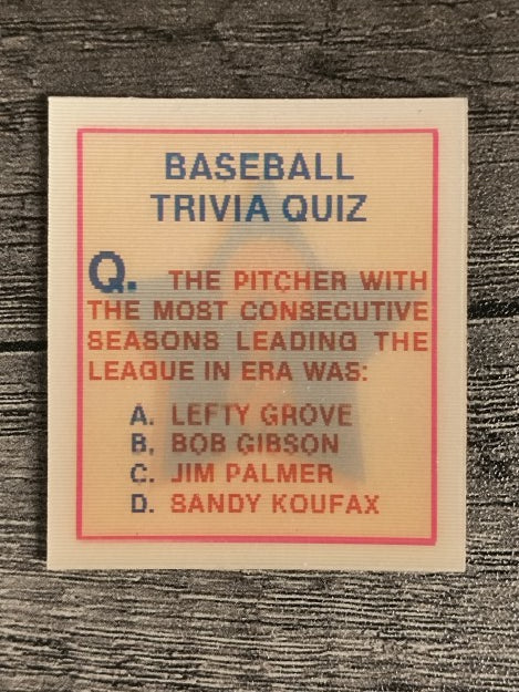 1986 Sportflics Trivia #35 Baseball Trivia Quiz