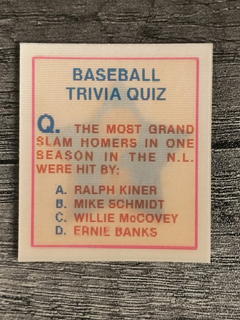 1986 Sportflics Trivia #36 Baseball Trivia Quiz