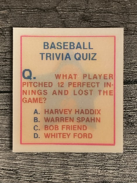 1986 Sportflics Trivia #52 Baseball Trivia Quiz