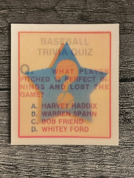 1986 Sportflics Trivia #52 Baseball Trivia Quiz