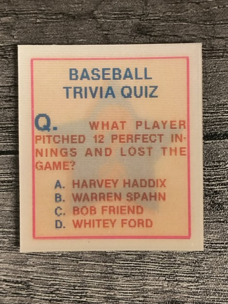 1986 Sportflics Trivia #52 Baseball Trivia Quiz