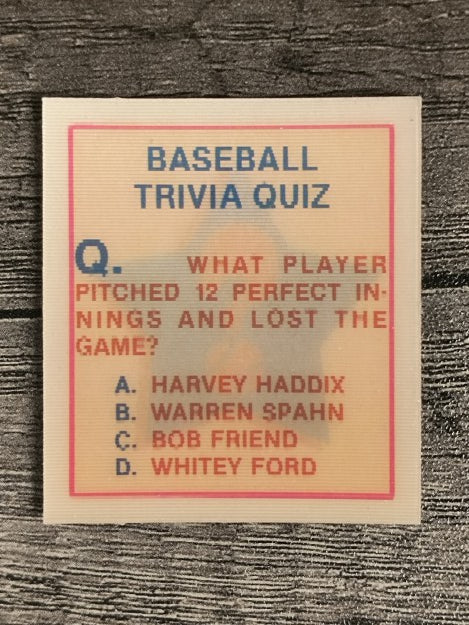1986 Sportflics Trivia #52 Baseball Trivia Quiz