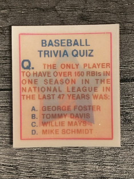 1986 Sportflics Trivia #54 Baseball Trivia Quiz