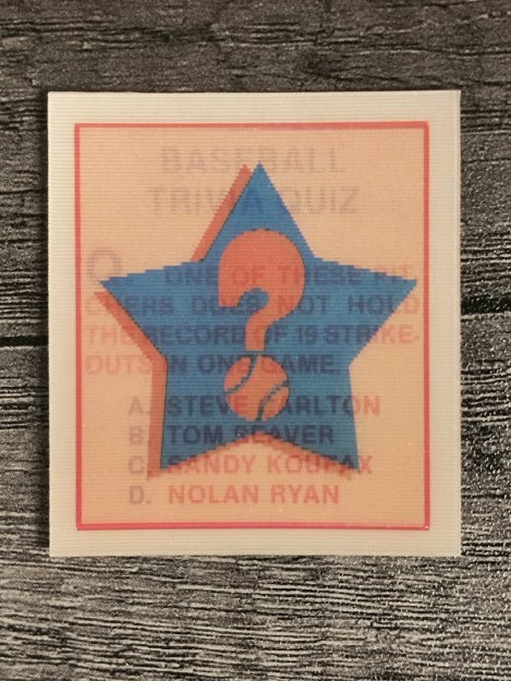 1986 Sportflics Trivia #69 Baseball Trivia Quiz