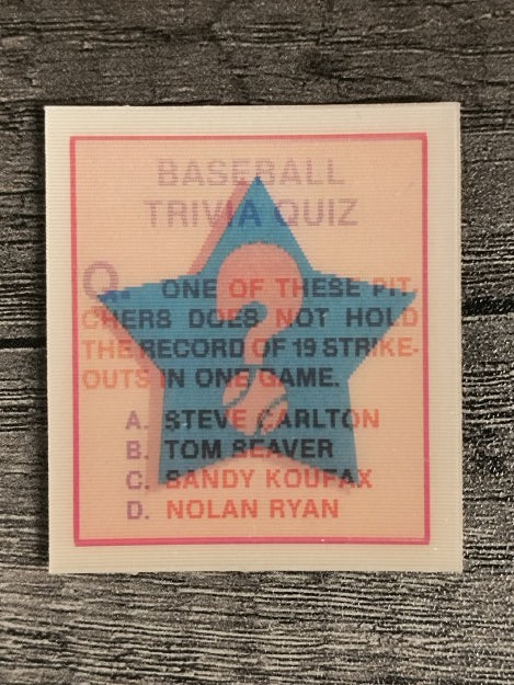 1986 Sportflics Trivia #69 Baseball Trivia Quiz