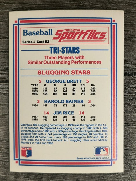 1986 Sportflics #52 Harold Baines/George Brett/Jim Rice
