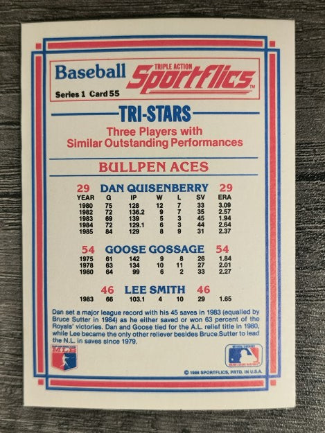 1986 Sportflics #55 Rich Gossage/Dan Quisenberry/Lee Smith