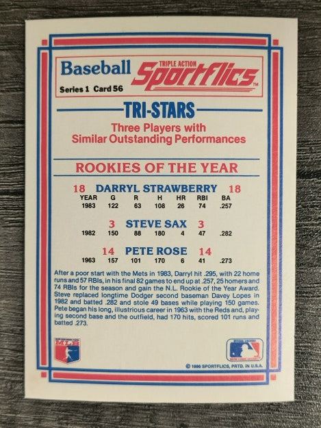 1986 Sportflics #56 Darryl Strawberry/Steve Sax/Pete Rose
