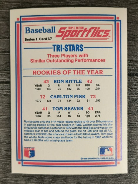 1986 Sportflics #67 Carlton Fisk/Ron Kittle/Tom Seaver