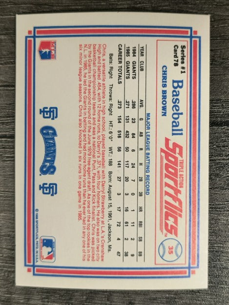 1986 Sportflics #78 Chris Brown