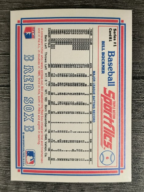 1986 Sportflics #81 Bill Buckner