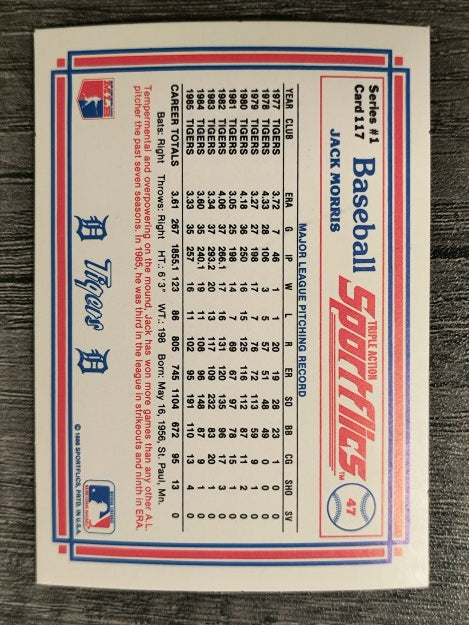 1986 Sportflics #117 Jack Morris