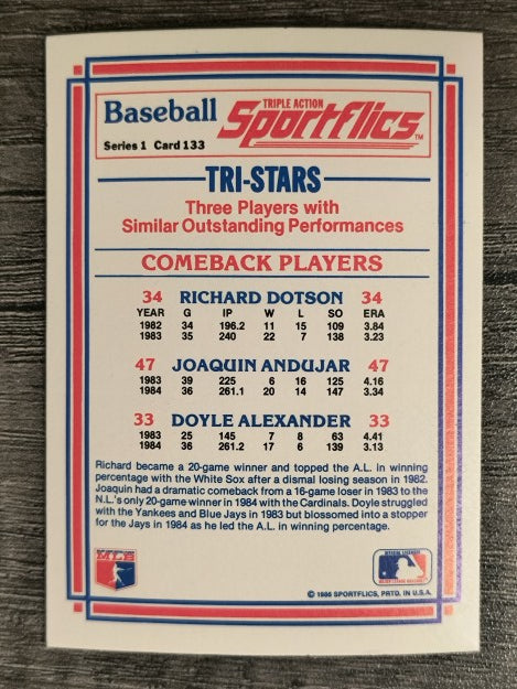 1986 Sportflics #133 Doyle Alexander/Joaquin Andujar/Richard Dotson