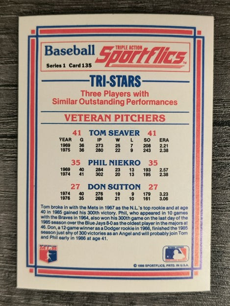 1986 Sportflics #135 Phil Niekro/Tom Seaver/Don Sutton
