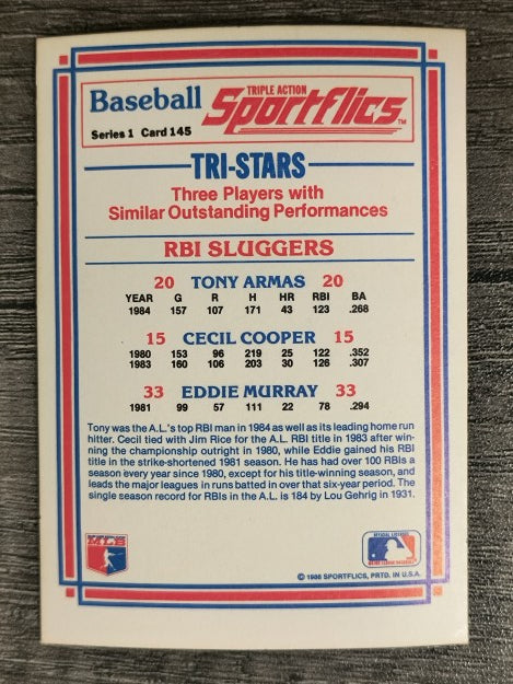 1986 Sportflics #145 Tony Armas/Cecil Cooper/Eddie Murray