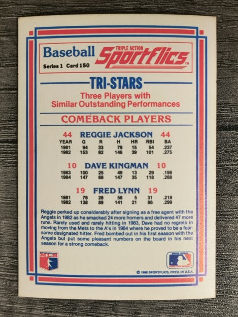 1986 Sportflics #150 Reggie Jackson/Dave Kingman/Fred Lynn
