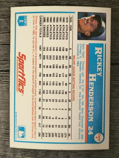 1987 Sportflics #4 Rickey Henderson
