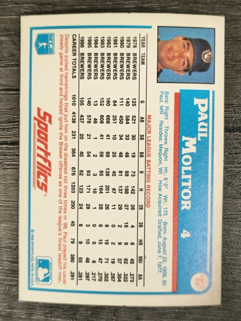 1987 Sportflics #54 Paul Molitor