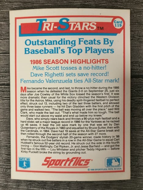 1987 Sportflics #119 Mike Scott/Dave Righetti/Fernando Valenzuela