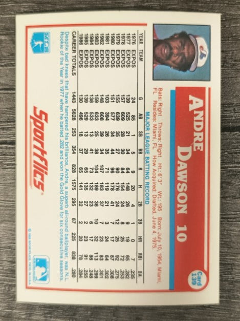 1987 Sportflics #139 Andre Dawson